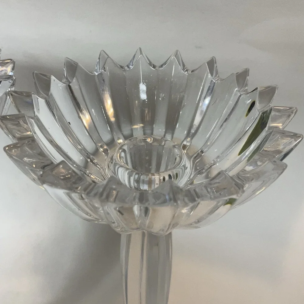 Vintage Mikasa Ice Palace Lead Crystal Candleholders‎ Ice Crystal Type Bowls